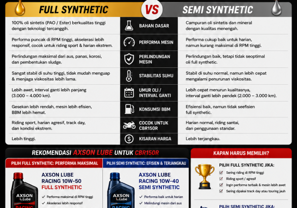 Oli Full Synthetic vs Semi Synthetic untuk CBR150R